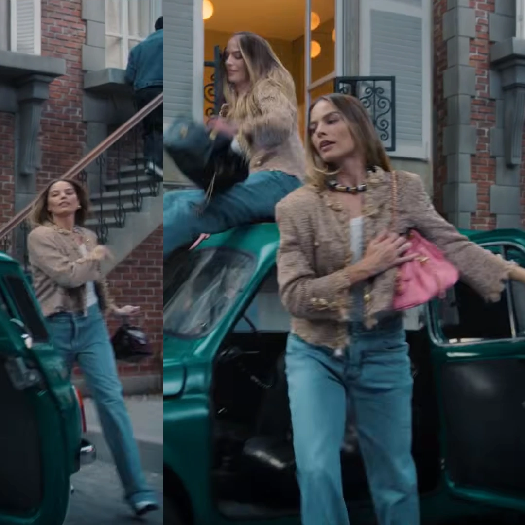 Margot Robbie es el en el video de la campaña del bolso Chanel 25, el vehículo es un Autobianchi Giardiniera color verde.3-webp