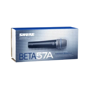 SHURE 57A BETA. Estupendo micrófono para instrumentos y voces. Amortiguación interior y aislamiento interno. Micrófono dinámico. Color gris, acabado elegante. Robusto.webp