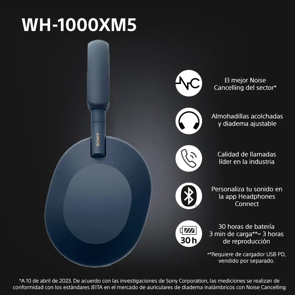 auriculares Sony. WH-1000.Xm5. Color azull.9.webp
