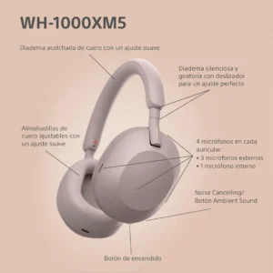 Auricular Sony, color rosa palo. WH. 1000 XME5. Noise cancellig. Feedcult.com.5.webp